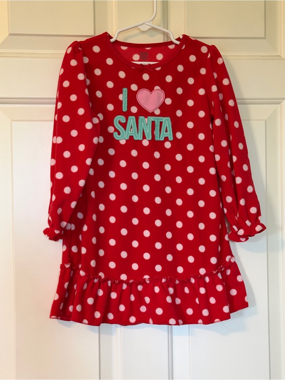 Carter's Red & White Polka Dot 'I Heart Santa' Nightgown